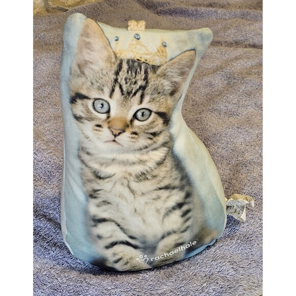 Rachael Hale Cat Kitten Doorstop Tiara Crown Blue Bean Bag w/ Handle - Picture 1 of 7